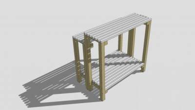 两层植物盆栽架SU模型下载_sketchup草图大师SKP模型