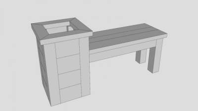 盆栽花架和长凳SU模型下载_sketchup草图大师SKP模型