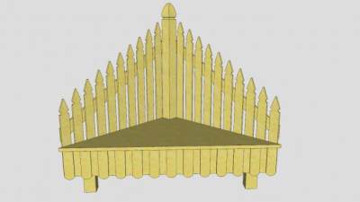 墙角珊栏式花架SU模型下载_sketchup草图大师SKP模型