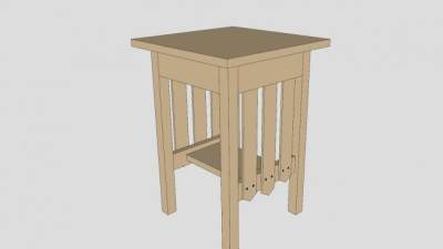 木制方形陈设花架SU模型下载_sketchup草图大师SKP模型