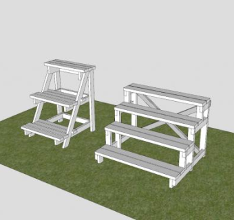 木制庭院双花架SU模型下载_sketchup草图大师SKP模型