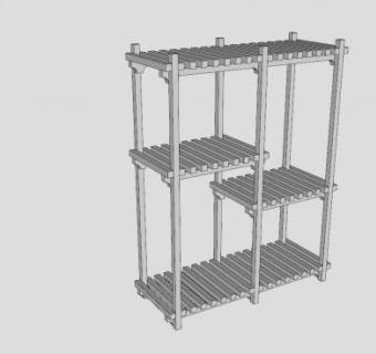 木制格栅底室内花架SU模型下载_sketchup草图大师SKP模型