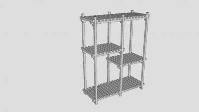 木制格栅底室内花架SU模型下载_sketchup草图大师SKP模型