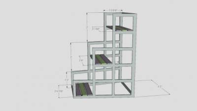 三层金属花架SU模型下载_sketchup草图大师SKP模型