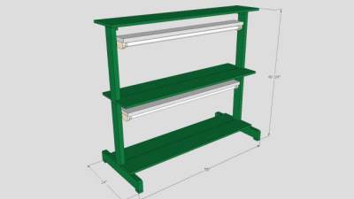 双层绿色灯板架SU模型下载_sketchup草图大师SKP模型