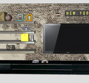 工业电视机客厅组合SU模型下载_sketchup草图大师SKP模型