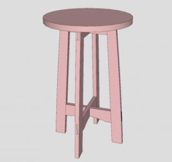 粉色高脚圆桌花几SU模型下载_sketchup草图大师SKP模型