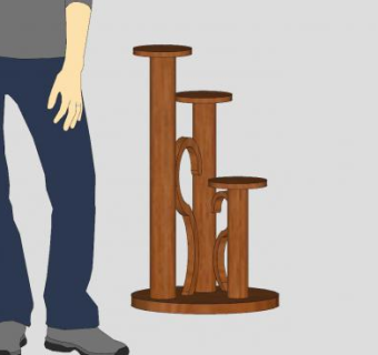 木制花座盆栽架SU模型下载_sketchup草图大师SKP模型
