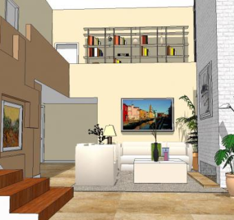 现代阁楼风格客厅家居装修SU模型下载_sketchup草图大师SKP模型