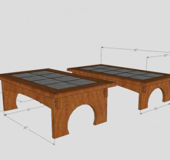 大理石木桌茶几花几SU模型下载_sketchup草图大师SKP模型