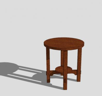 搁脚木制盆栽圆桌SU模型下载_sketchup草图大师SKP模型