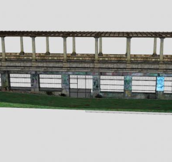 涂鸦廊道廊式花架SU模型下载_sketchup草图大师SKP模型