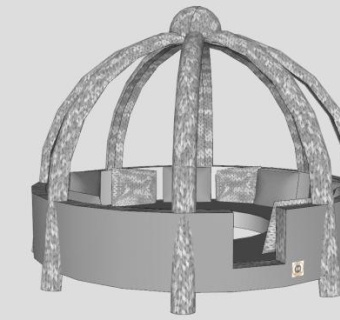 现代花园圆椅花架SU模型下载_sketchup草图大师SKP模型