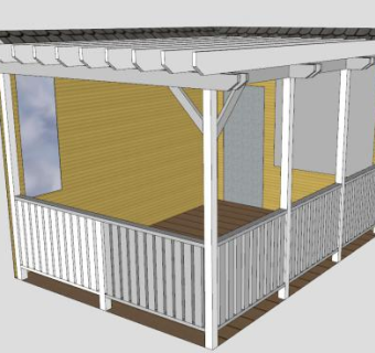 房屋室外木棚花架SU模型下载_sketchup草图大师SKP模型
