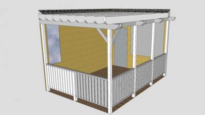 房屋室外木棚花架SU模型下载_sketchup草图大师SKP模型