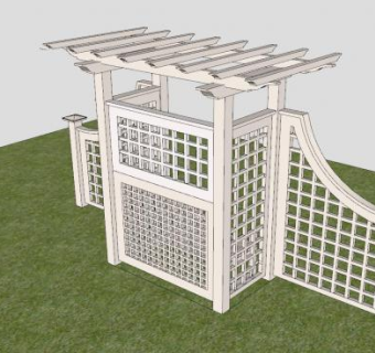 公园长椅木棚花架SU模型下载_sketchup草图大师SKP模型