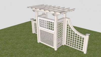 公园长椅木棚花架SU模型下载_sketchup草图大师SKP模型