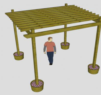 盆栽木桩藤架花架SU模型下载_sketchup草图大师SKP模型