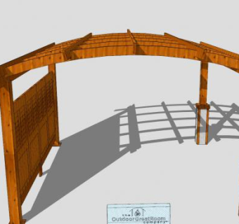 拱形藤架绿廊花架SU模型下载_sketchup草图大师SKP模型