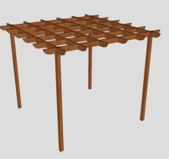 井字形藤架花架SU模型下载_sketchup草图大师SKP模型