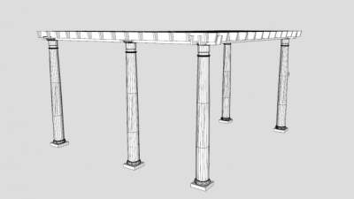 庭院罗马柱廊式花架SU模型下载_sketchup草图大师SKP模型