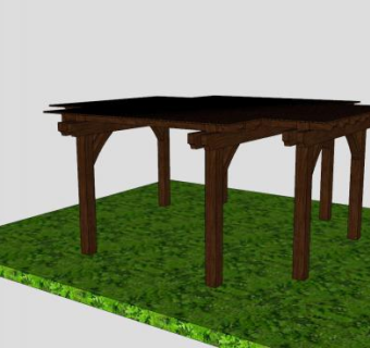庭院实木木棚花架SU模型下载_sketchup草图大师SKP模型