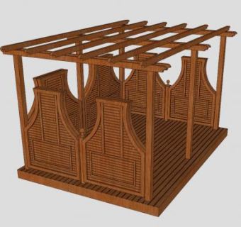 木制隔断花架SU模型下载_sketchup草图大师SKP模型