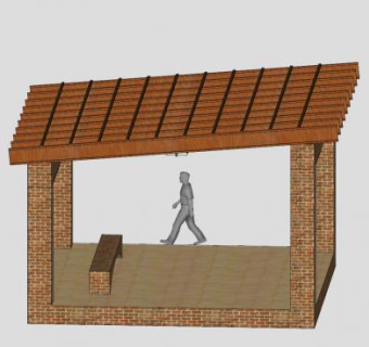 红砖藤架吊灯座椅SU模型下载_sketchup草图大师SKP模型