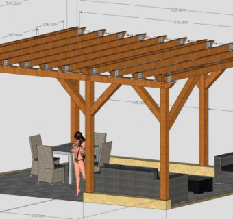 泳池边的木棚亭下的休闲座椅SU模型下载_sketchup草图大师SKP模型