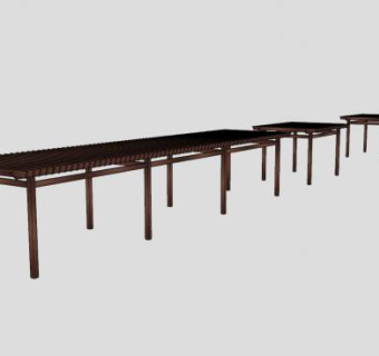 中式藤架花架走廊SU模型下载_sketchup草图大师SKP模型