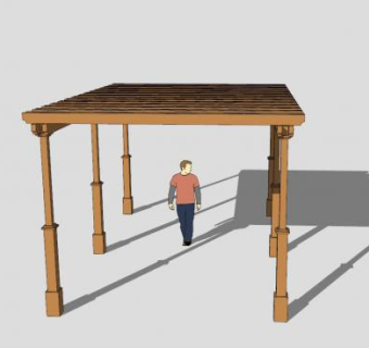 木藤架花架SU模型下载_sketchup草图大师SKP模型