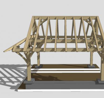 中式绿廊花架凉亭SU模型下载_sketchup草图大师SKP模型