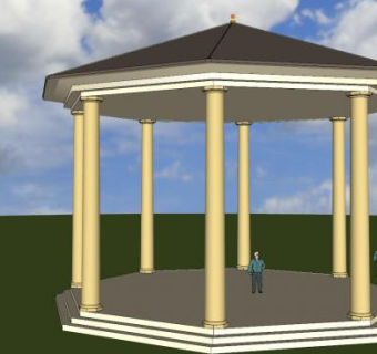 石柱凉亭花架SU模型下载_sketchup草图大师SKP模型