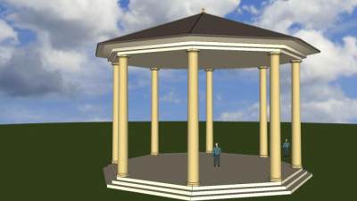 石柱凉亭花架SU模型下载_sketchup草图大师SKP模型