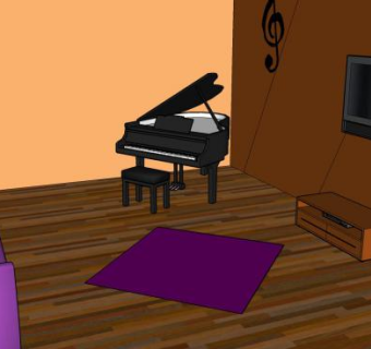 音乐客厅艺术装修SU模型下载_sketchup草图大师SKP模型