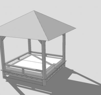十字脊顶凉亭花架SU模型下载_sketchup草图大师SKP模型