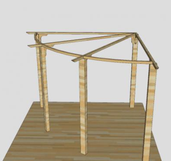 扇形藤架花架SU模型下载_sketchup草图大师SKP模型