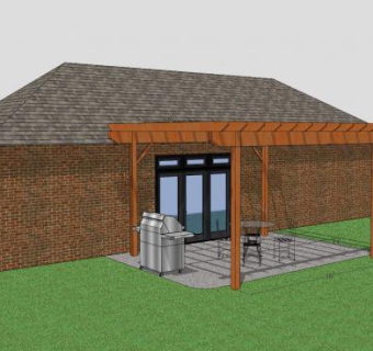 别墅花园烧烤区藤架花架SU模型下载_sketchup草图大师SKP模型