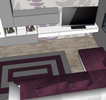 公寓室内装修客厅家装SU模型下载_sketchup草图大师SKP模型