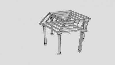 六角凉亭石柱花架SU模型下载_sketchup草图大师SKP模型