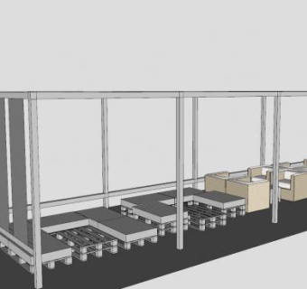 社区休息区绿廊花架SU模型下载_sketchup草图大师SKP模型