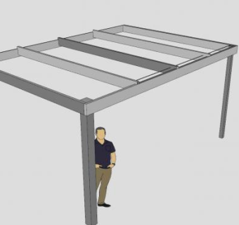 双支架棚架花架SU模型下载_sketchup草图大师SKP模型