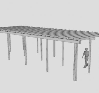 大凉棚廊式过道花架SU模型下载_sketchup草图大师SKP模型