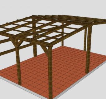 木棚藤架花架绿廊过道SU模型下载_sketchup草图大师SKP模型