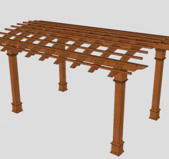 拱形木棚花架过道SU模型下载_sketchup草图大师SKP模型
