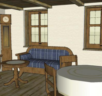 现代乡村沙发组合家居客厅SU模型下载_sketchup草图大师SKP模型