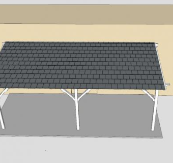 嵌壁式木棚花架SU模型下载_sketchup草图大师SKP模型