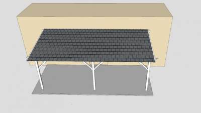 嵌壁式木棚花架SU模型下载_sketchup草图大师SKP模型