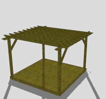 方形木棚凉棚花架SU模型下载_sketchup草图大师SKP模型