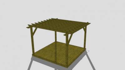 方形木棚凉棚花架SU模型下载_sketchup草图大师SKP模型